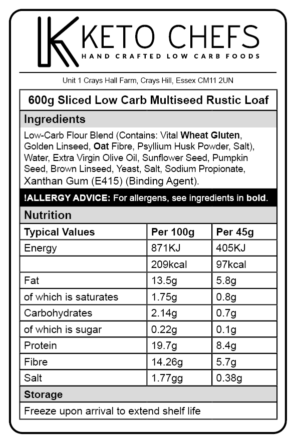 BUNDLE x3 Ultra Low Carb Multiseed Rustic Loaf 600G (FREEZER FRIENDLY) (PRESLICED)