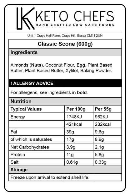 Low Carb Classic Scone Ingredients