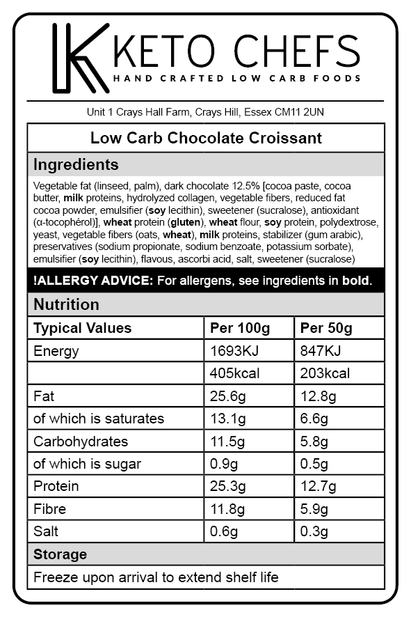 50g x1  Ultra Low Carb Chocolate Filled Croissant