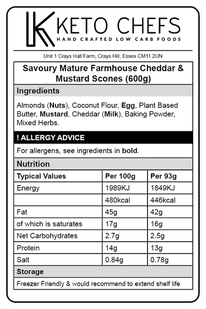 Low Carb Farmhouse Cheddar Mustard Scones Ingredients