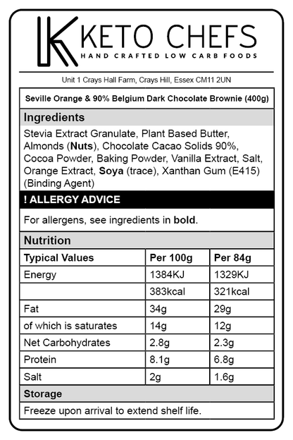 Low Carb Seville Orange Belguim Brownie Ingredients